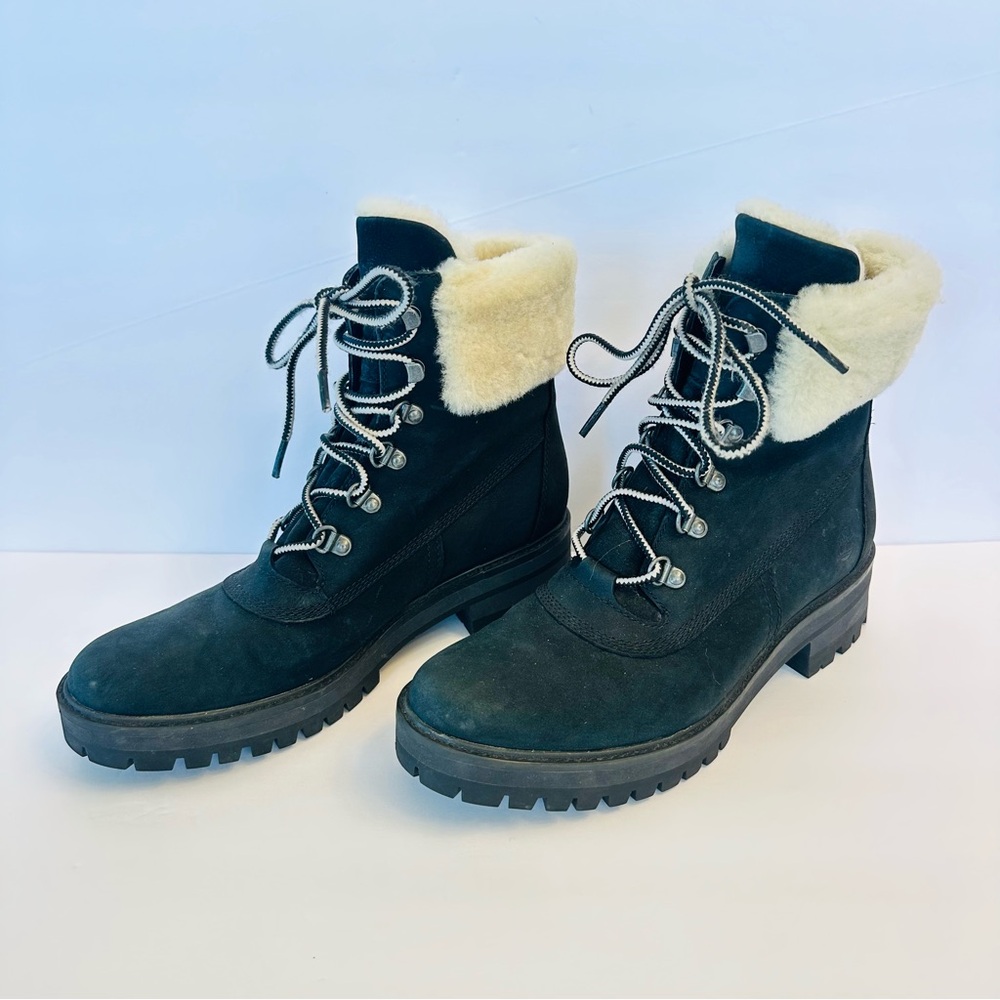 Timberland 6" Courmayeur Valley shearling-lined black boots, size 10 - Picture 2 of 8